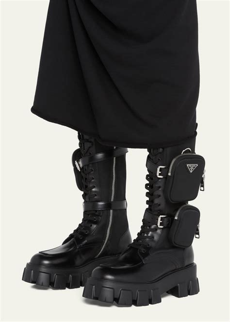 prada boots with pouch dupe|prada lug sole combat boots.